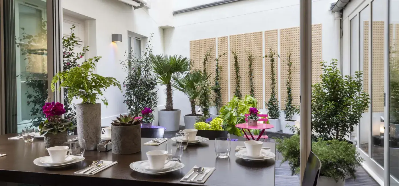 Interior Courtyard view of Hotel Le Marceau Bastille Paris
